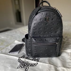 Authentic MCM Black Leather Backpack